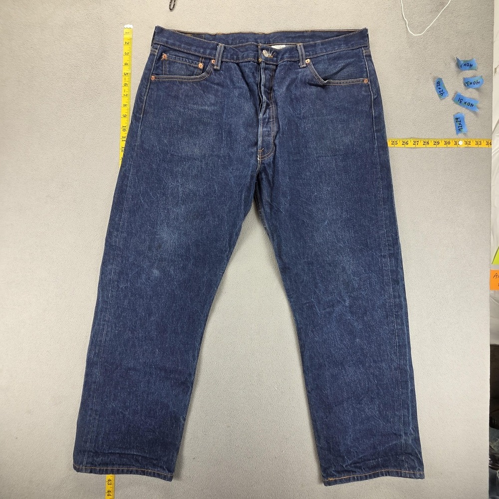 Levis 501 Jeans Mens Blue Regular Straight Medium Wash Button Fly Fits 38x28